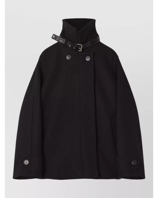 Lanvin Black Jacket High Collar Belted Neck Silk Blend