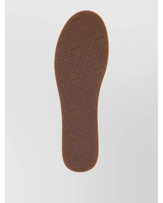 Moon Boot Natural Shearling Slipper Shoes Round Toe Rubber Sole