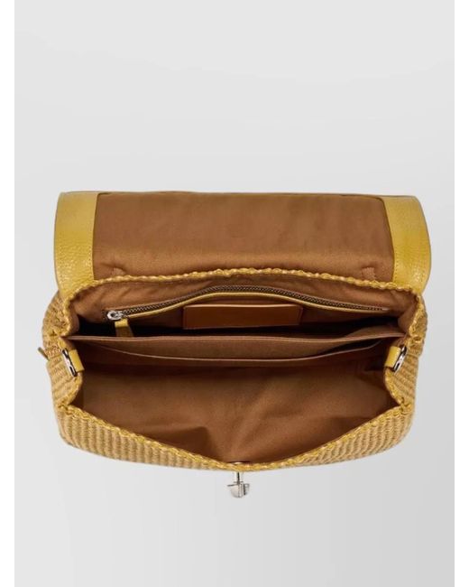 Zanellato Metallic Woven Shoulder Bag Metal Hardware Top Handle