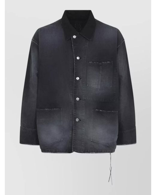 MASTERMIND WORLD Blue Utility Jacket Faded Effect Chest Pockets for men