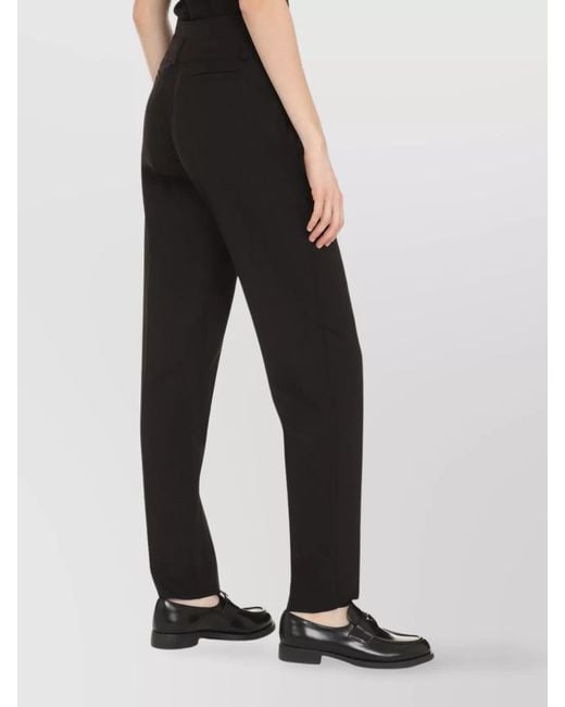 Max Mara Blue Wool Pleated Tapered-Leg Tailored Trousers