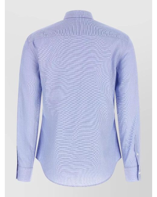 Polo Ralph Lauren Blue Long Sleeve Shirt Regular Fit Tie Neck