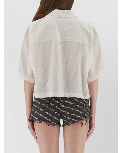 Alexander Wang White Striped Cropped Tailored Shorts