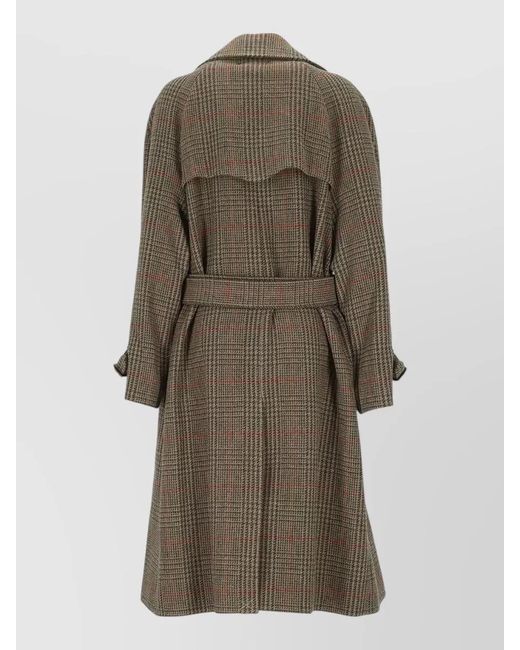 Golden Goose Deluxe Brand Brown Virgin Wool Checked Double-Breasted Belted Fitted Jacket