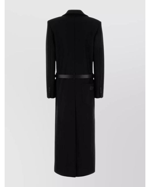 DSquared² Black Stretch Wool Blend Tailored Coat Belted