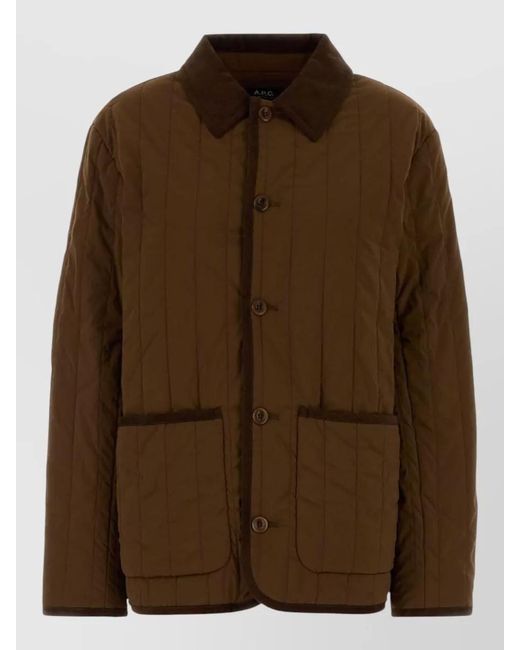 A.P.C. Brown Leone Stretch Nylon Collared Jacket