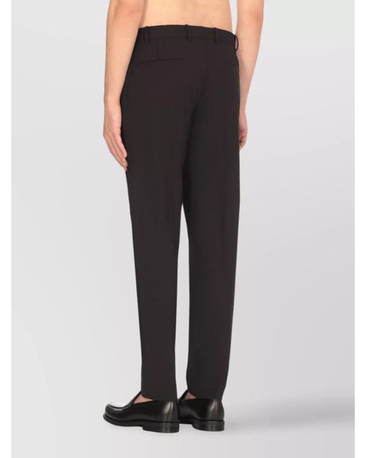 PT Torino Black Wool Straight-Leg Tailored Trousers for men