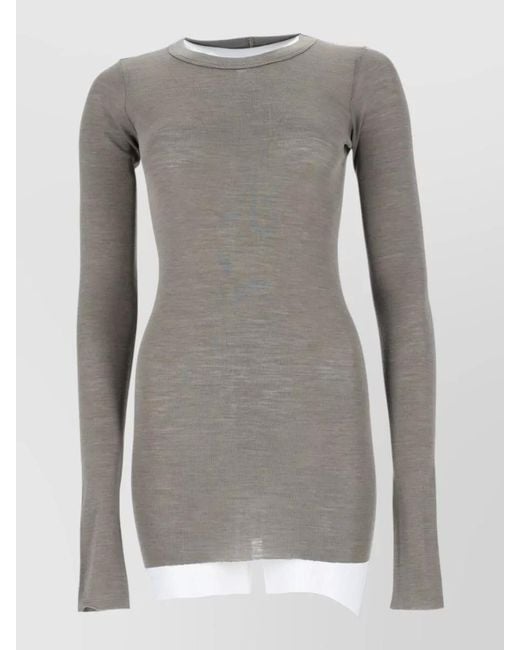 Rick Owens Gray Knitwear Crew Neck Long Sleeve Slim Fit