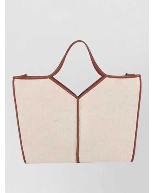 Hereu Natural Tote Bag Contrast Trim Dual Handles