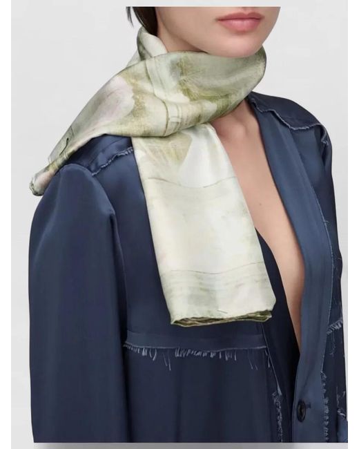 Maison Margiela Metallic Rectangular Lightweight Scarf Soft Floral Pattern