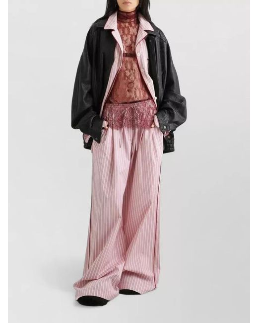 Dolce & Gabbana Pink High Rise Striped Lounge Pants