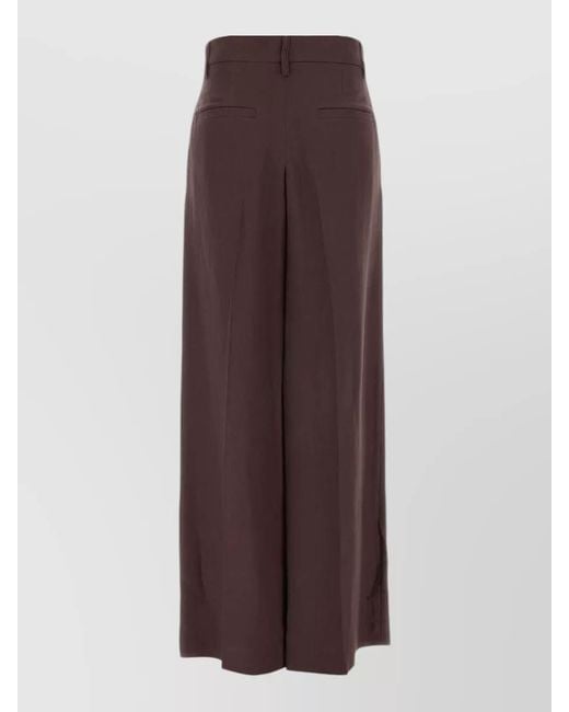 Brunello Cucinelli Brown Viscose Blend Wide Leg Tailored Pant