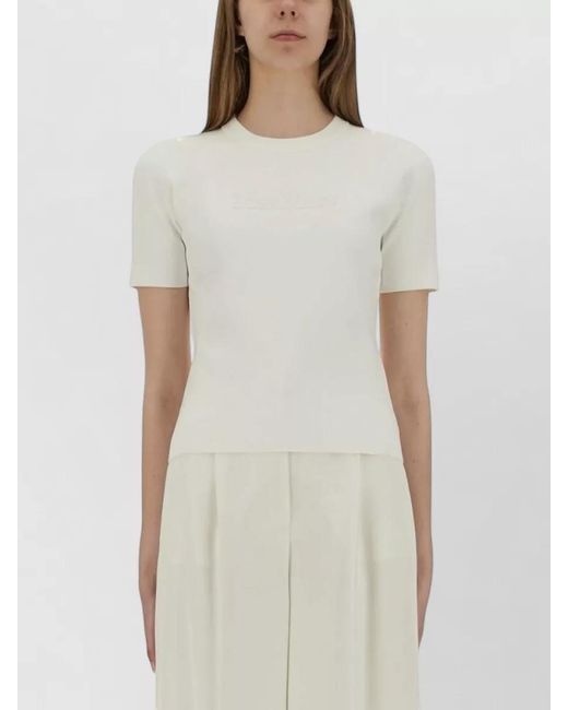 Max Mara White Adelio Crew Neck Fitted Short Sleeve Top