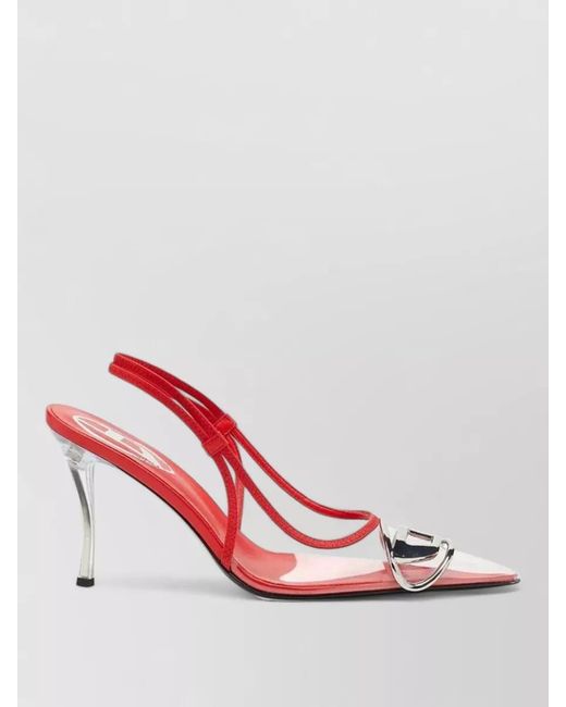 DIESEL Red Logo-Embellished Slingback Pumps