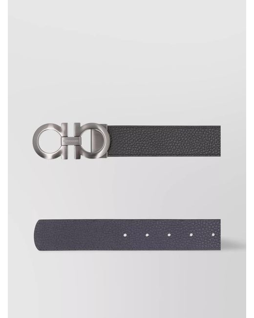 Ferragamo Black Calf Leather Reversible Belt for men