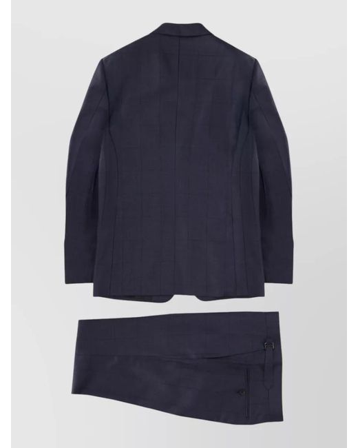 Tom Ford Blue Wool Checked Single Breasted Suit for men