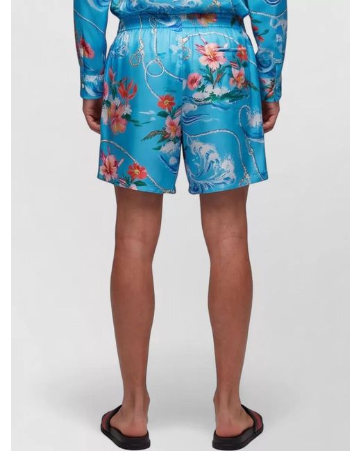 Gucci Blue Silk Printed Swimming Trunks for men