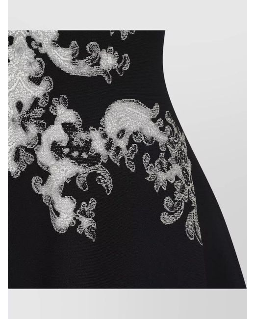 McQueen Black Lace Ribcage Jacquard Mini Dress