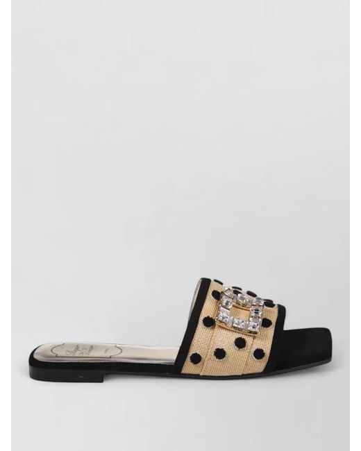 Roger Vivier Brown Sea Dots Mule Slides Embellished Buckle