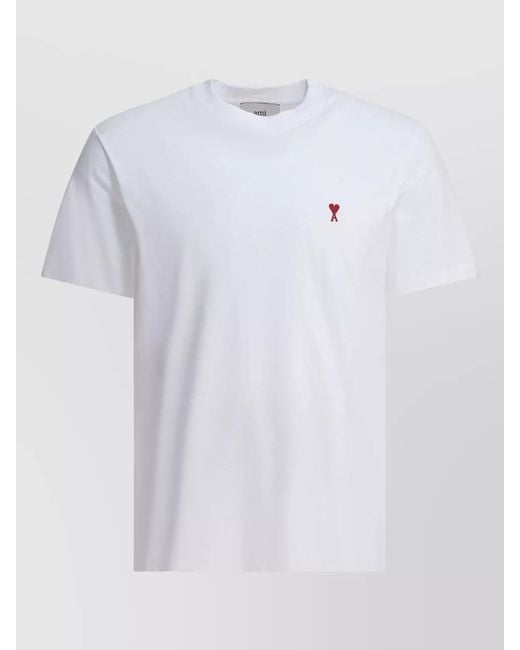 AMI White Ami De Coeur Short Sleeve Crewneck T-Shirt for men
