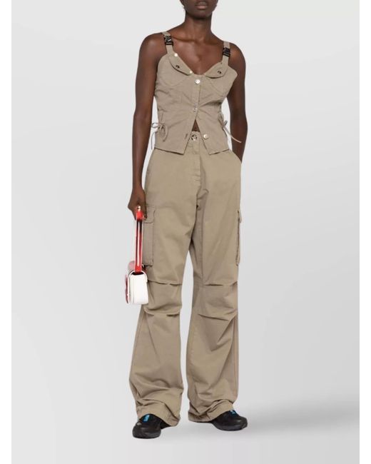 Coperni Natural Cotton High-Rise Wide-Leg Cargo Trousers