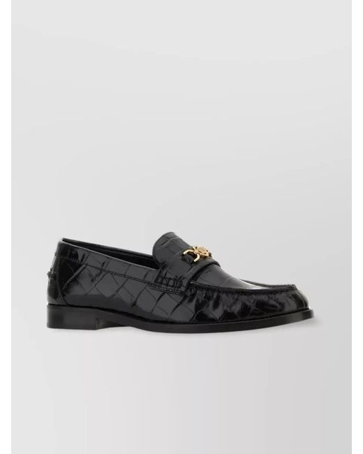 Versace Black Leather Loafers