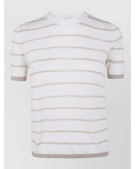 Max Mara Gray Favetta Striped Silk Cashmere Sweater