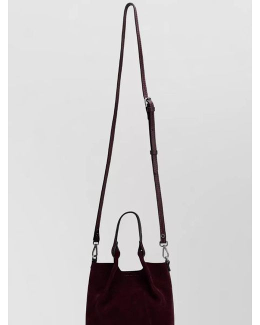 Gianni Chiarini Purple Suede Bucket Shoulder Bag Adjustable Strap