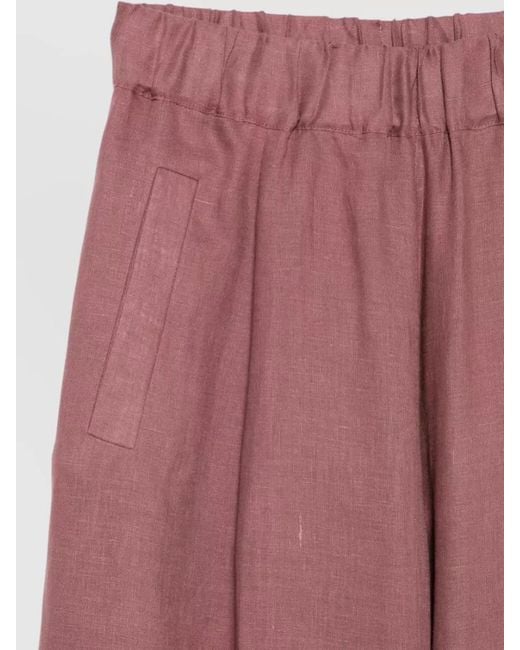 Semicouture Purple Jhonny Linen Trousers Wide Leg Slub