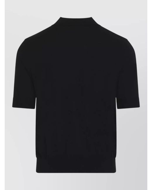 Céline Black Polo Sweater Straight Fit Ribbed Trims for men