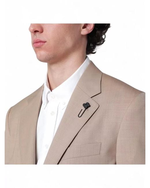 Lardini Natural Single Breasted Suit Notch Lapel Pockets for men