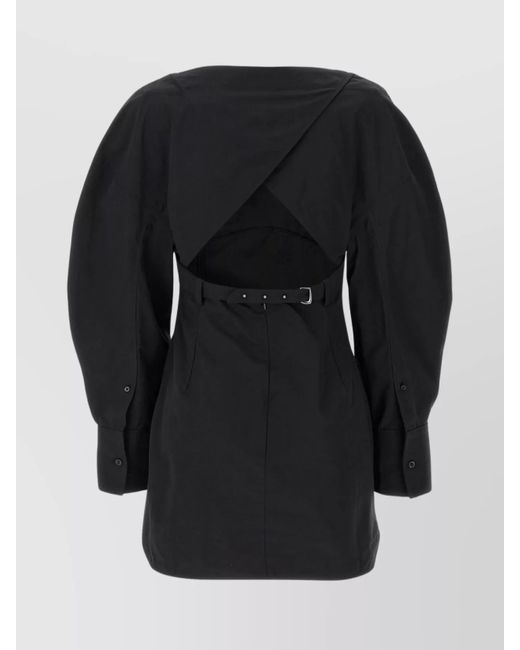 Jacquemus Black Cotton Belted Cutout Mini Dress