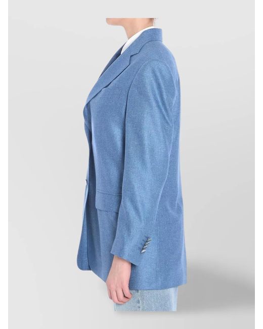 Tagliatore Blue Silk Single-Breasted Blazer
