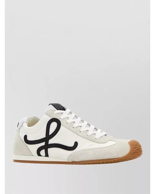 Loewe White Canvas Suede Leather Ballet Runner Sneakers for men