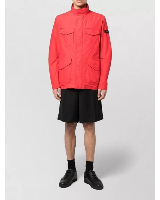 Peuterey Red Stand Up Collar Cotton Blend Jacket for men