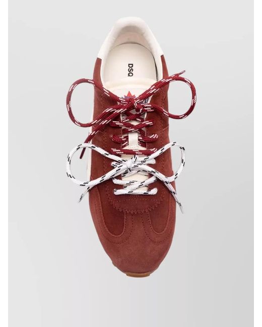 DSquared² Red Leather Paneled Low-Top Sneakers for men