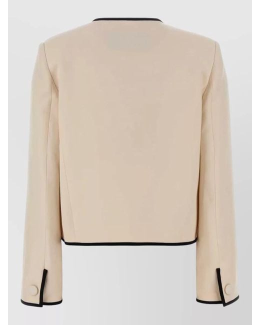 Valentino Garavani Natural Wool Blend Jacket Contrast Piping Cropped
