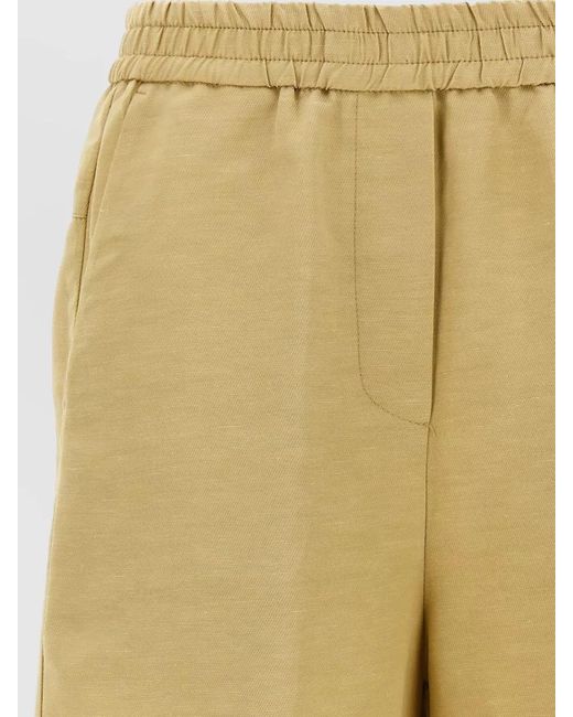 Nude Natural Linen Bermuda Shorts Elastic Waistband Pockets