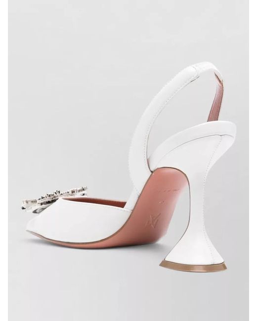 AMINA MUADDI Pink Leather Crystal-Embellished Slingback Pumps