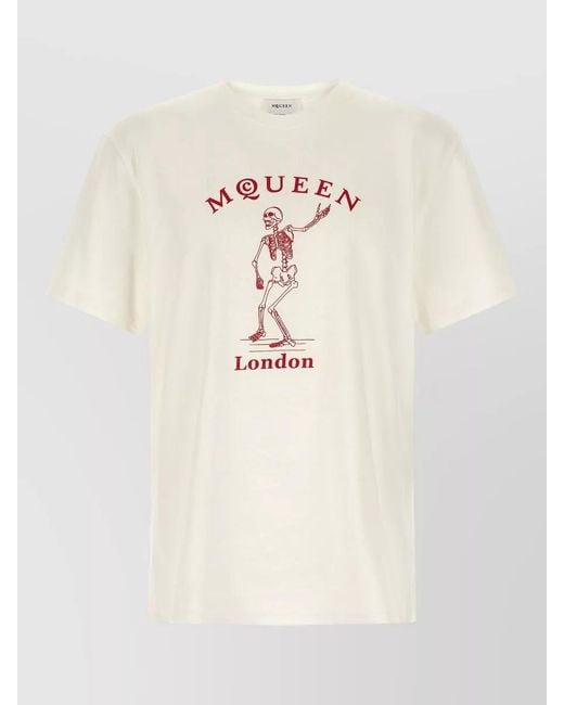McQueen Natural Skeleton Cotton T-Shirt for men