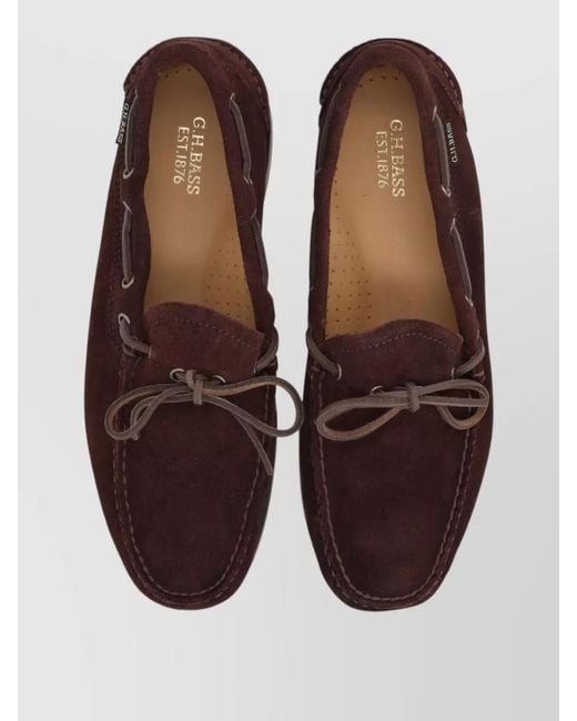 G.H.BASS Brown Boat Shoes Moc Toe Suede Bow Rubber for men