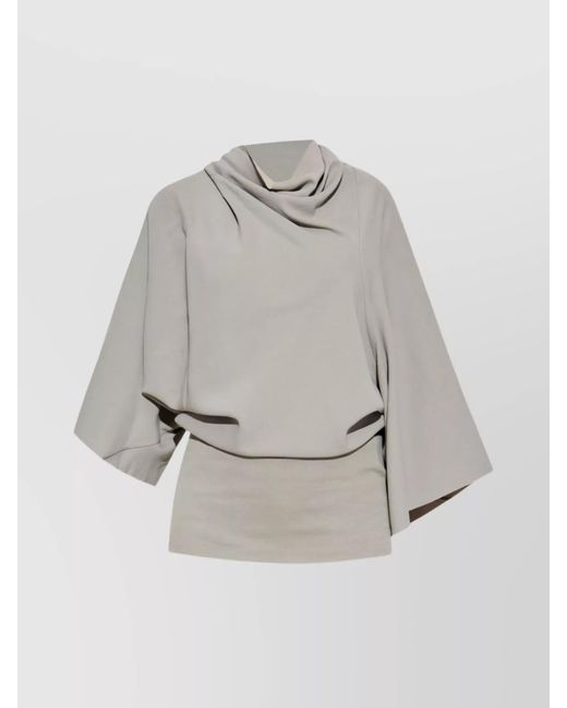 Rick Owens Gray Draped Cowl Neck Knitwear Waistband