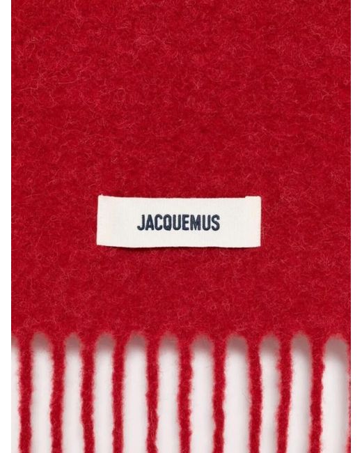 Jacquemus Red Soft Fringed Scarf For Everyday Wear for men