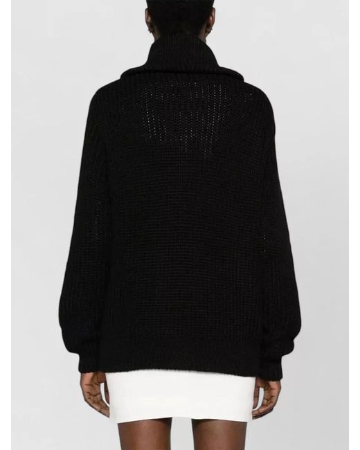 Prada Black Knit Jacket High Collar Long Sleeves Hem