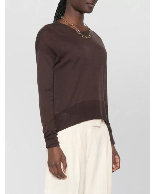 Closed Brown Lightweight Knit Long Sleeve Sheer Top