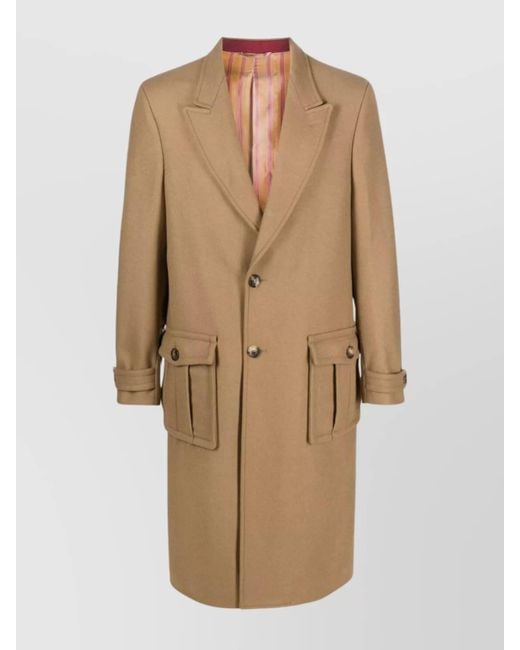 Etro Natural Single Breasted Wool Coat for men
