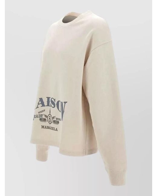 MM6 by Maison Margiela Natural Jersey Crew Neck Sweatshirt Graphic Back Stitching for men