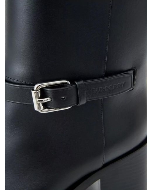 Burberry Black Leather Mid-Calf Boots