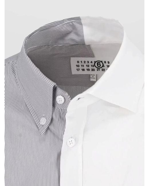 MM6 by Maison Margiela White Regular Fit Shirt Striped Graphic Panel Design for men