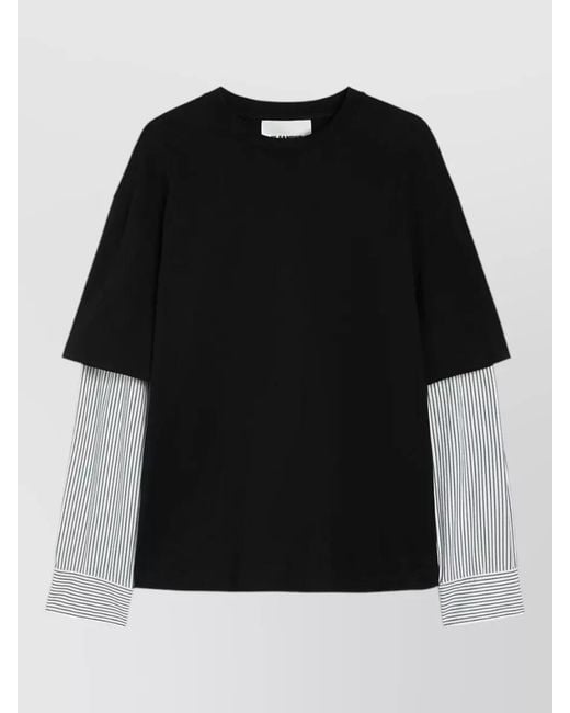 Jil Sander Black Layered Crew Neck Long Sleeve T Shirt for men
